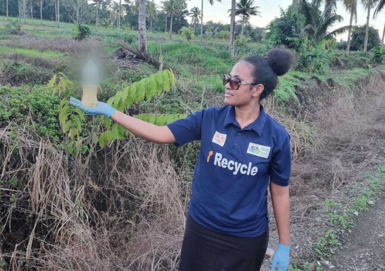 PRF & WRFL staff picked up urine-filled bottles during the clean-up of Koronivia Road